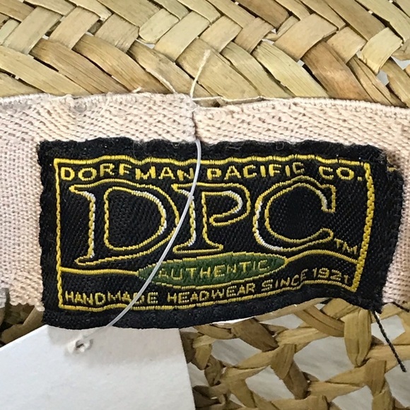 Vintage DPC Straw Woven Homburg Hat with Green Tropical Print Hat Band Unisex - Picture 8 of 8